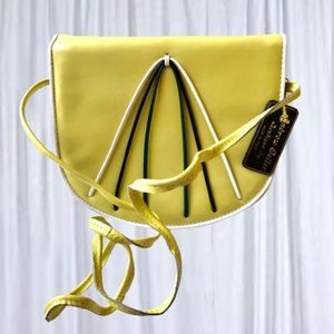 Andrew Geller Boutique Italy Vintage 60's Yellow Leather Messenger Bag Crossbody
